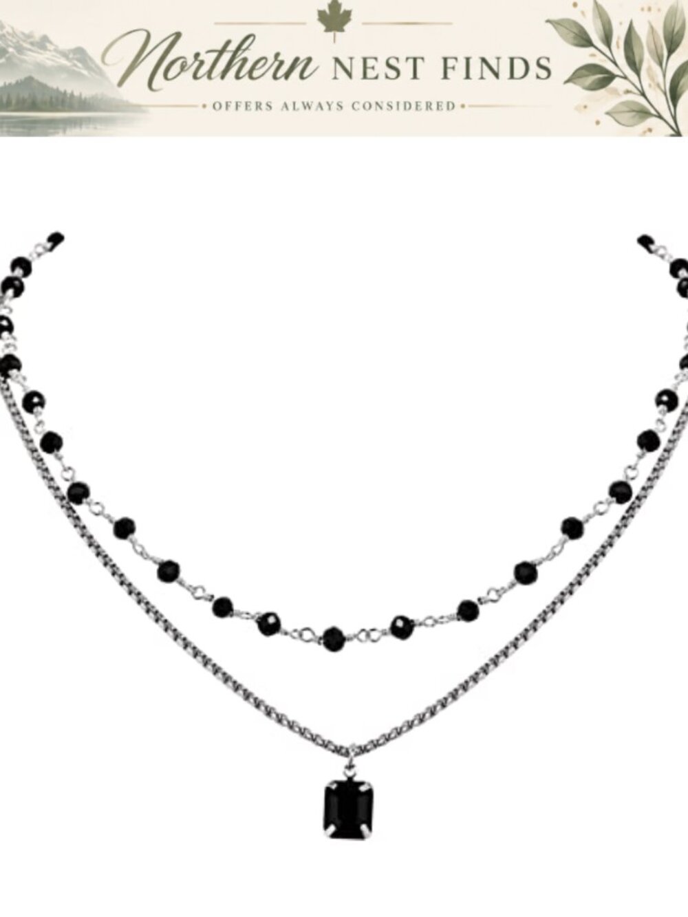 Gothic Crystal Layered Choker Necklace Stainless Steel Boho Jewelry Gift